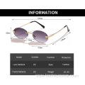 Fashion European and American frameless oval Sunglasses Women's gradually changing color trend Sunglasses men's metal sunglasses